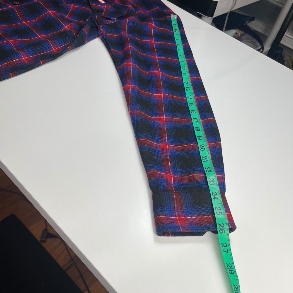 Dixxon Flannel Hometown Long Sleeve Shirt Mens S Red Blue Black Plaid Button Dwn - Picture 6 of 8